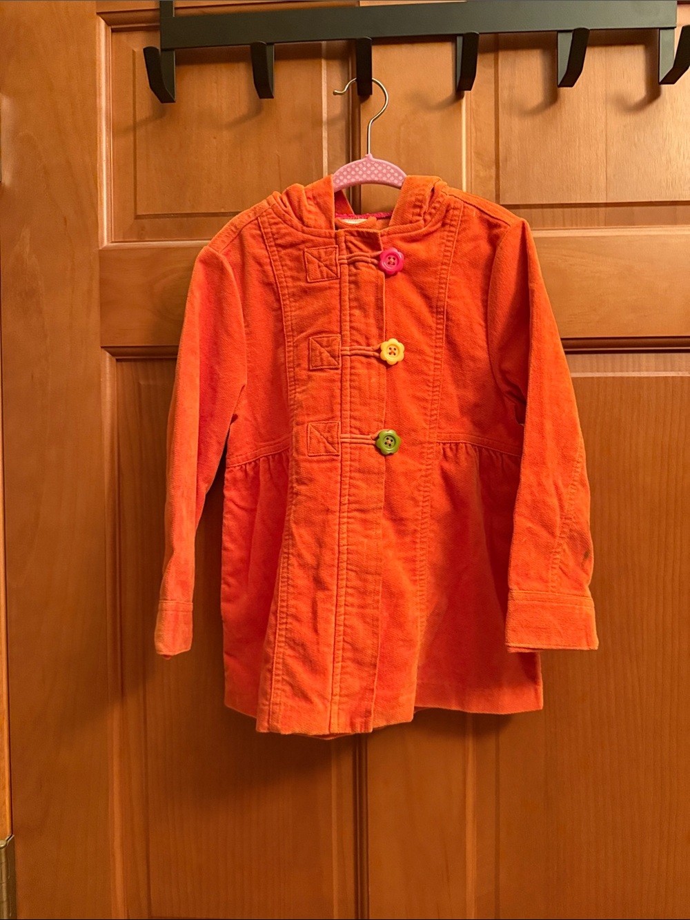 Gymboree Orange Corduroy Hooded Pea Coat with Colorful Buttons